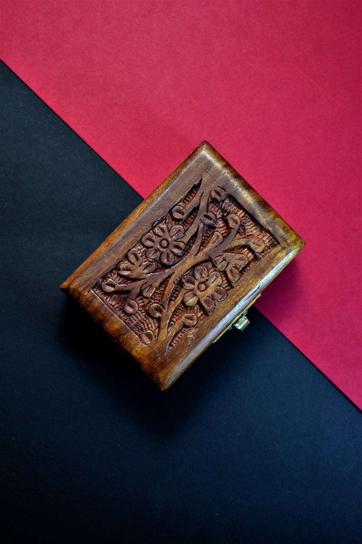 Carved wooden box