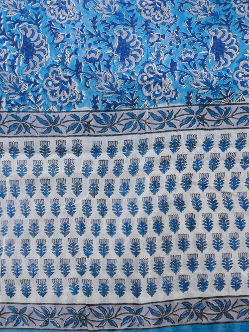 Blue and white block printed cotton cloth