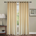 Cream cotton curtains at a window