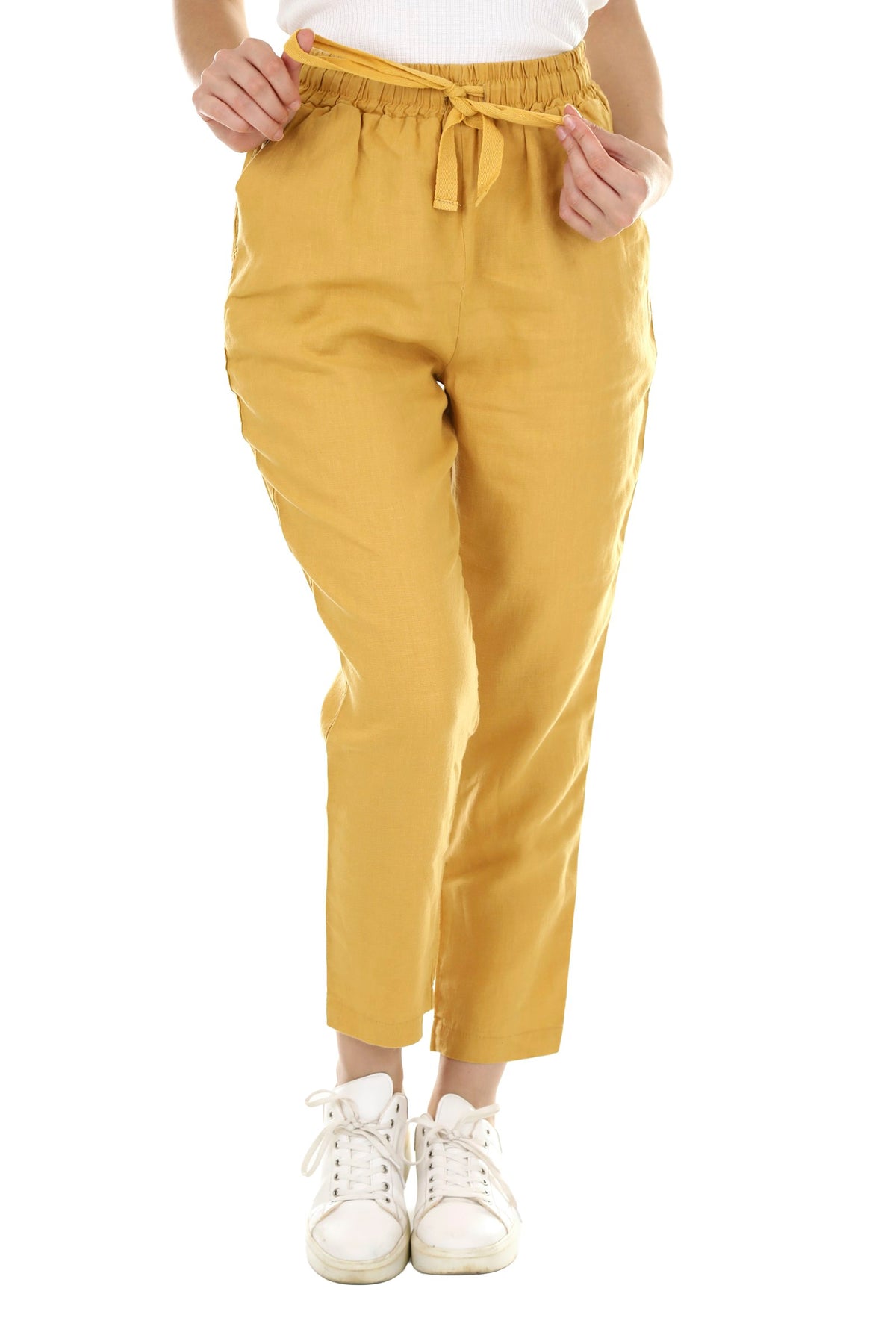 Mustard yellow drawstring lowers