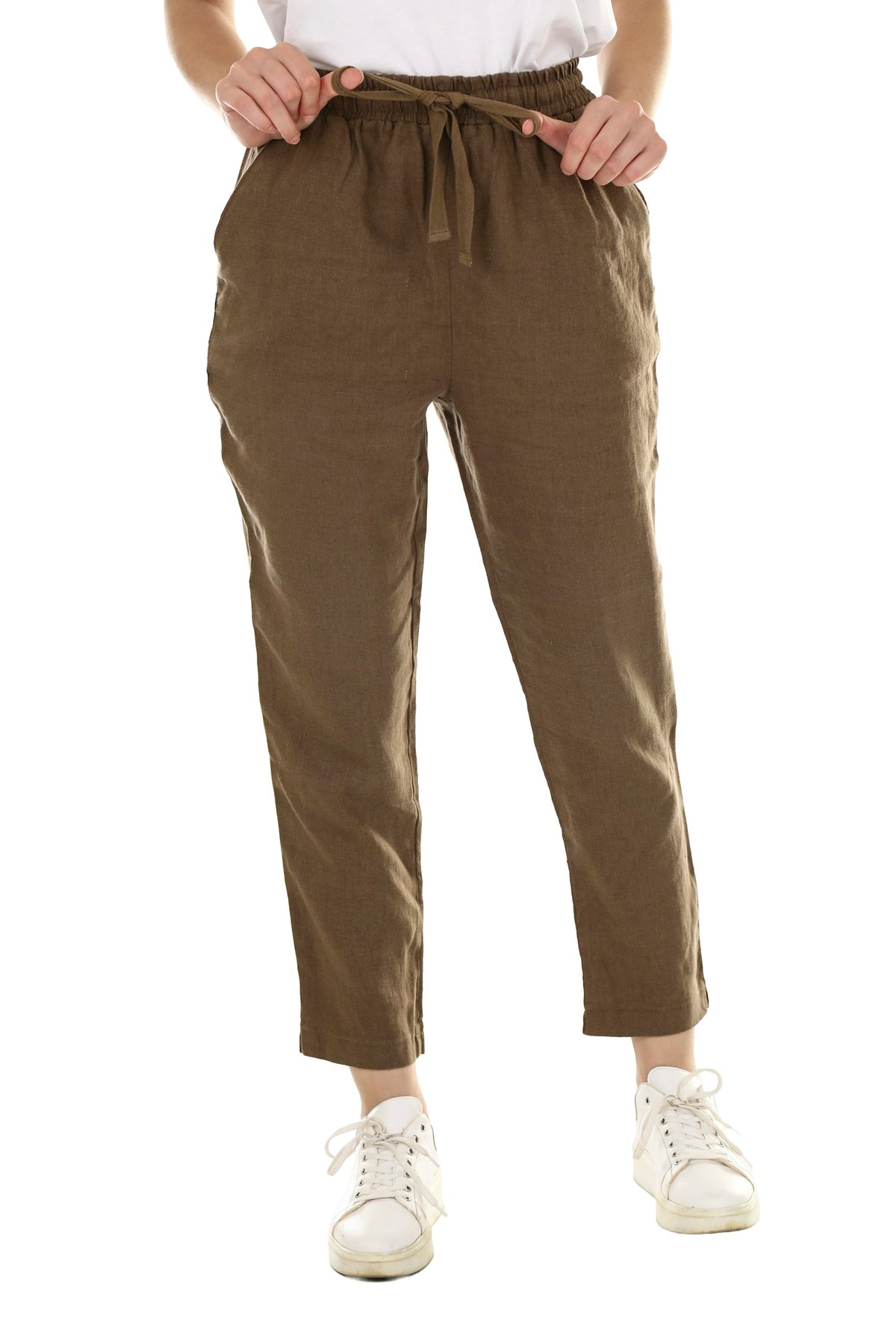 Brown drawstring trousers